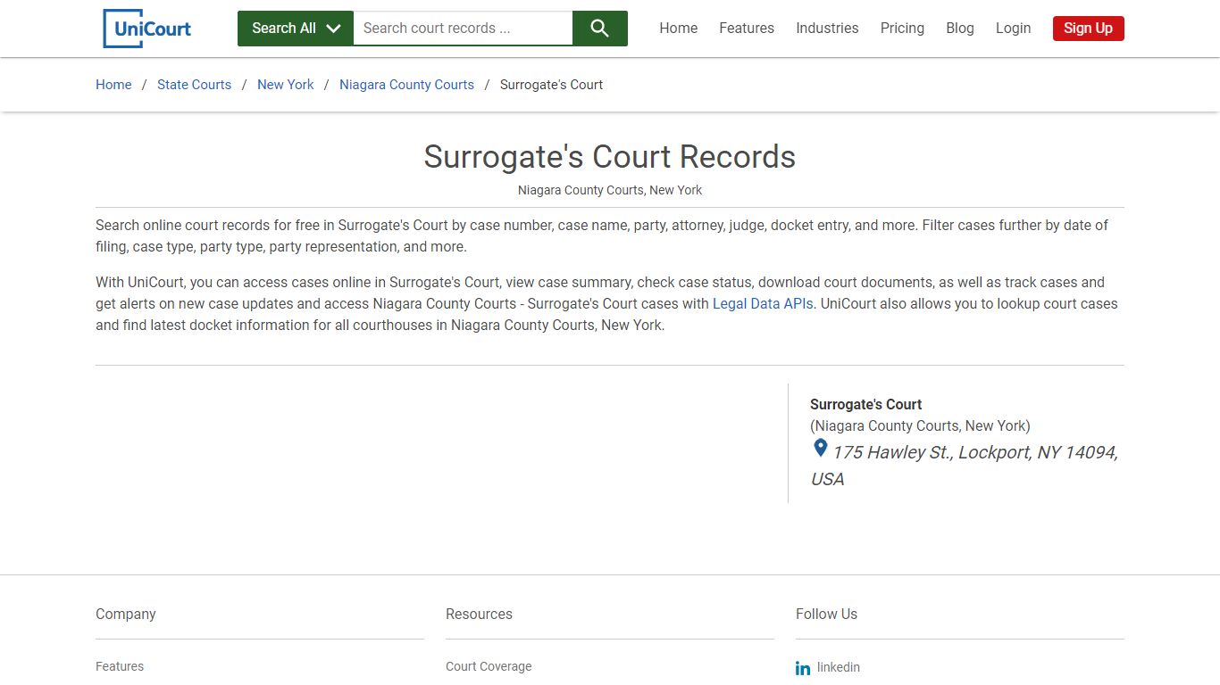 Surrogate's Court Records | Niagara | UniCourt