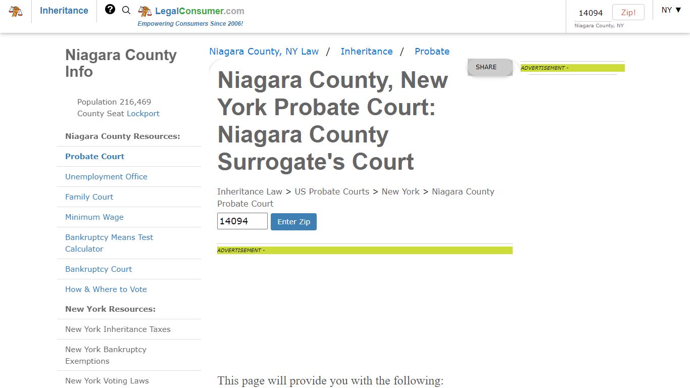 Niagara County Probate Court - LegalConsumer.com